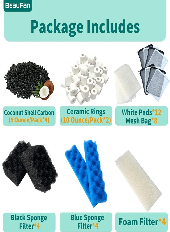beaufan 38 Pack Filter Media Kit for Fluval 406/407 Canister Filters, Replacement Bio Foam, Activated Carbon & Ceramic Rings (2 Sets Maintenance Bundle) - Image 3